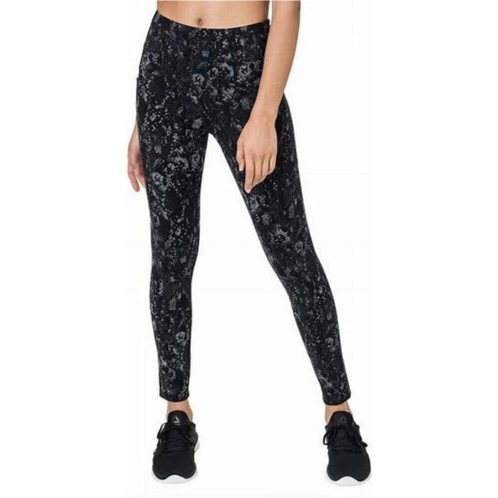 TUFF Athletics Black Rocky Print High Rise Leggings Size Medium